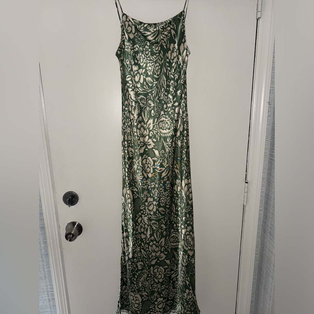 Floral Green and White Maxi Dress